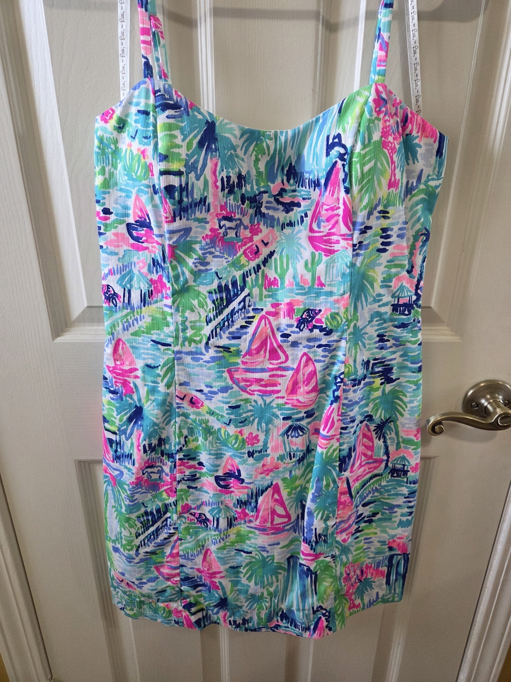 Lilly Pulitzer Neon Pink Blue Green Tropical Print Sundress